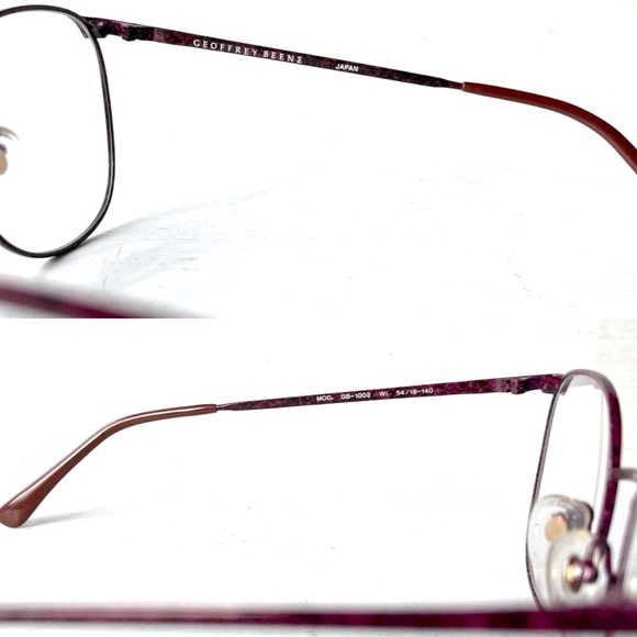 Geoffrey Beene MOD GB-1002 Wine Vintage 80s Low Profile Metal Eyeglasses Maroon